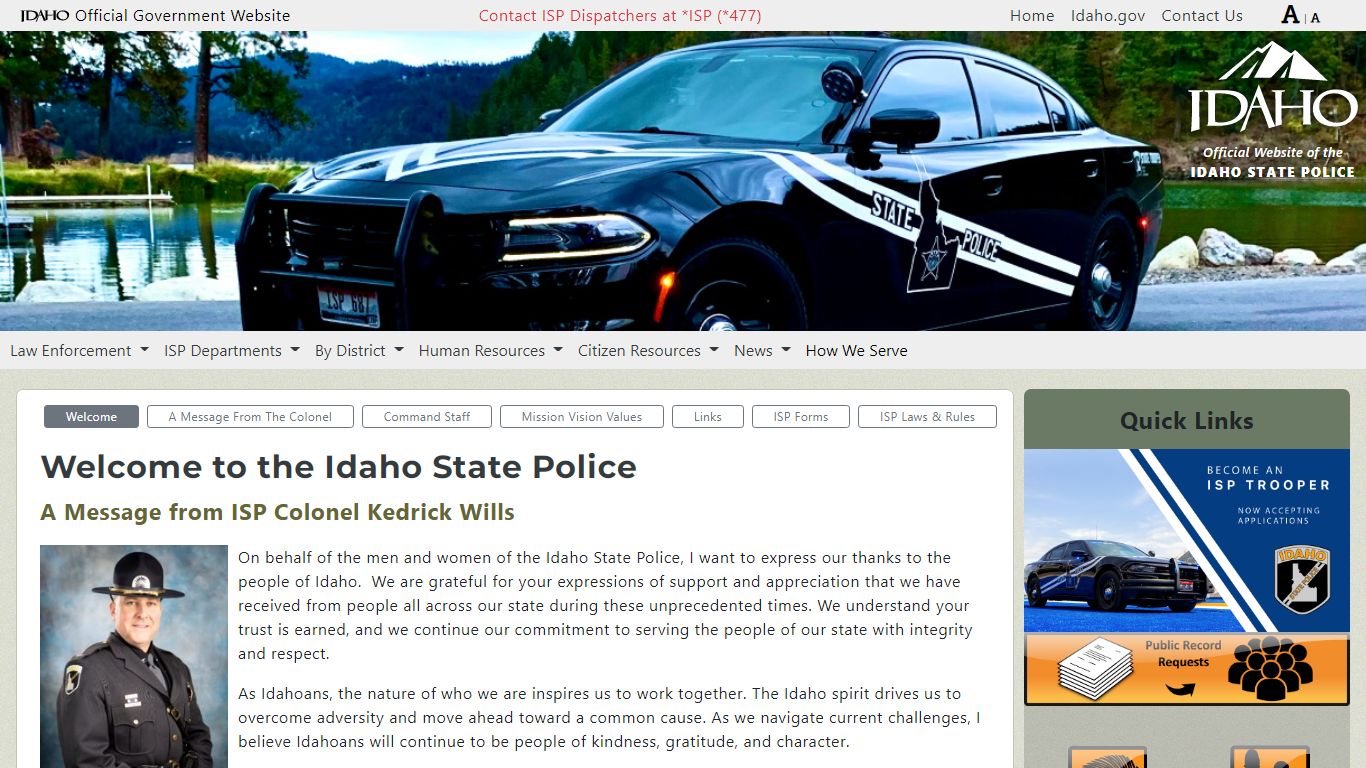 Welcome | Official website of the Idaho State Police
