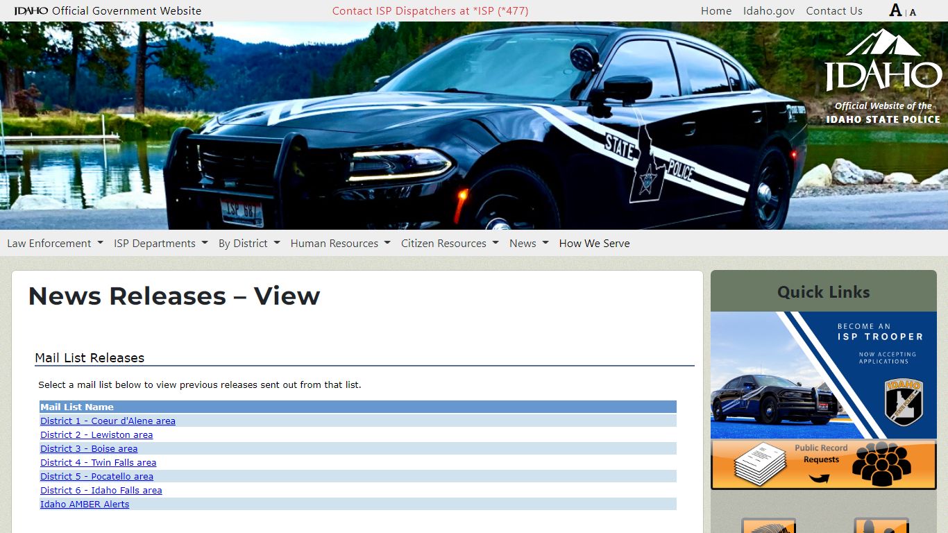 News Releases – View | Official website of the Idaho State Police