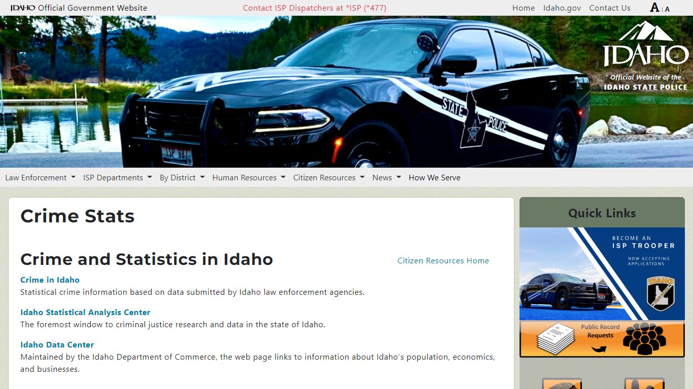 Crime Stats | Official website of the Idaho State Police